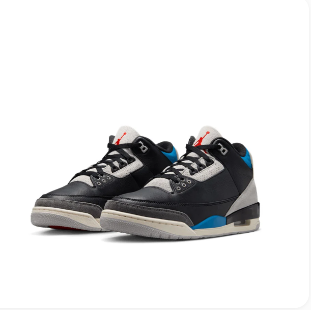 Black and Light Gray Lace-Up Sneakers with Bright Blue Accents
