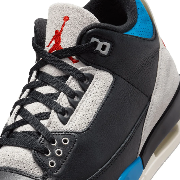 Black and Light Gray Lace-Up Sneakers with Bright Blue Accents